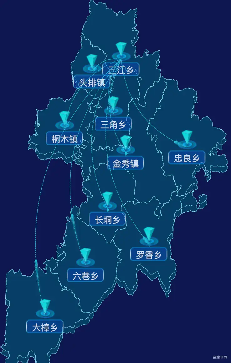 echarts来宾市金秀瑶族自治县geoJson地图label自定义样式