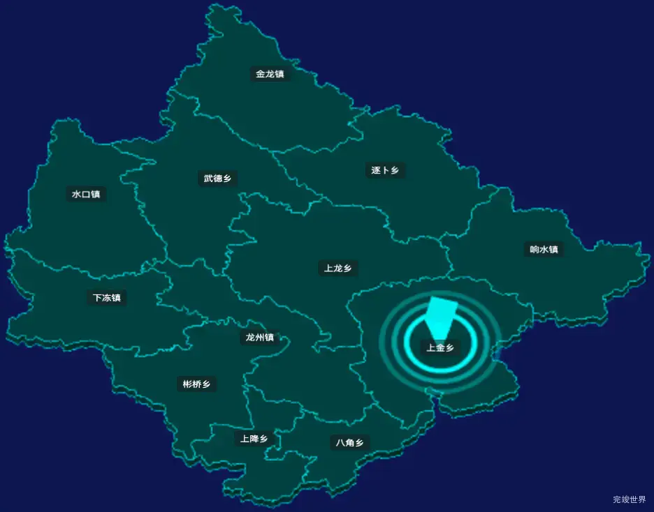 threejs崇左市龙州县geoJson地图3d地图添加旋转棱锥