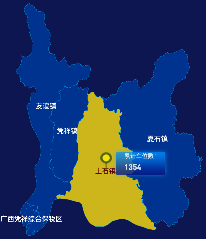 echarts崇左市凭祥市geoJson地图点击地图插小旗