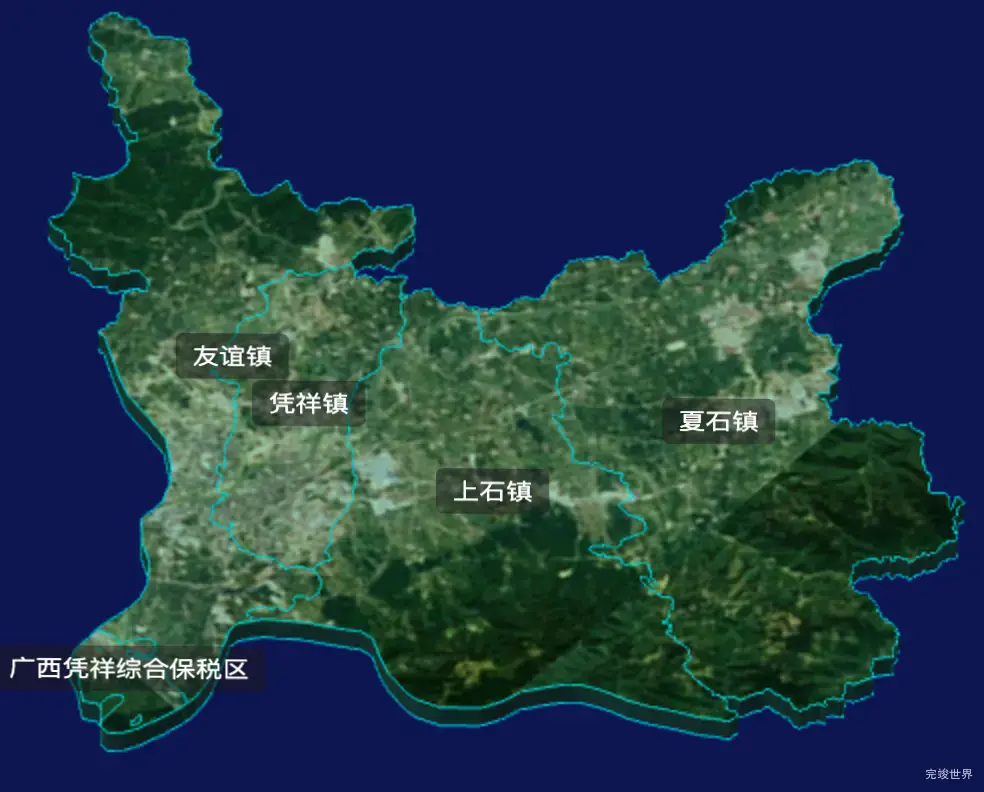 threejs崇左市凭祥市geoJson地图3d地图自定义贴图加CSS3D标签