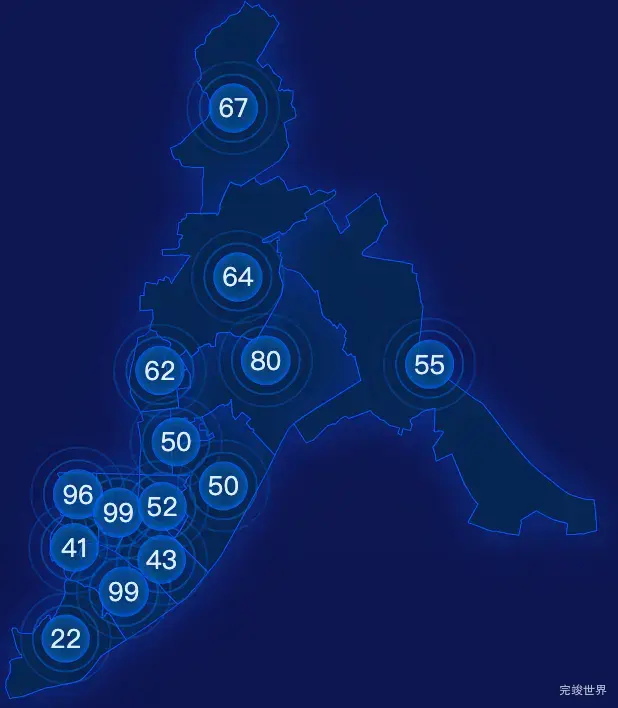 echarts杭州市上城区geoJson地图圆形波纹状气泡图