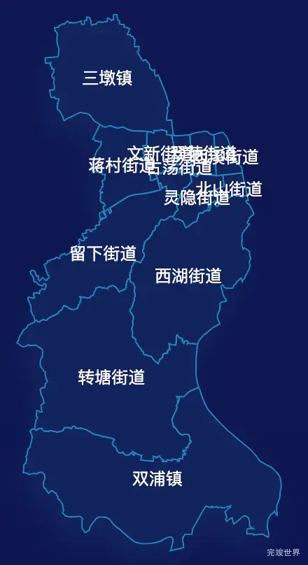 echarts杭州市西湖区geoJson地图地图下钻展示