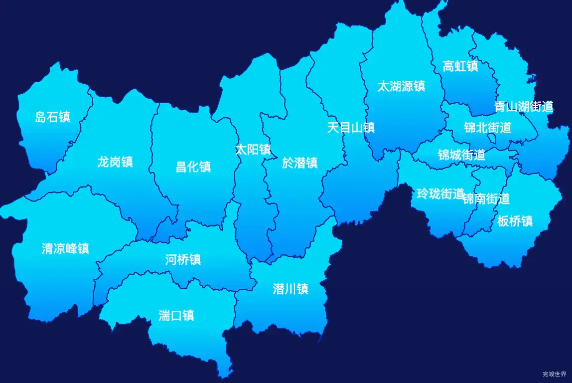 echarts杭州市临安区geoJson地图局部颜色渐变