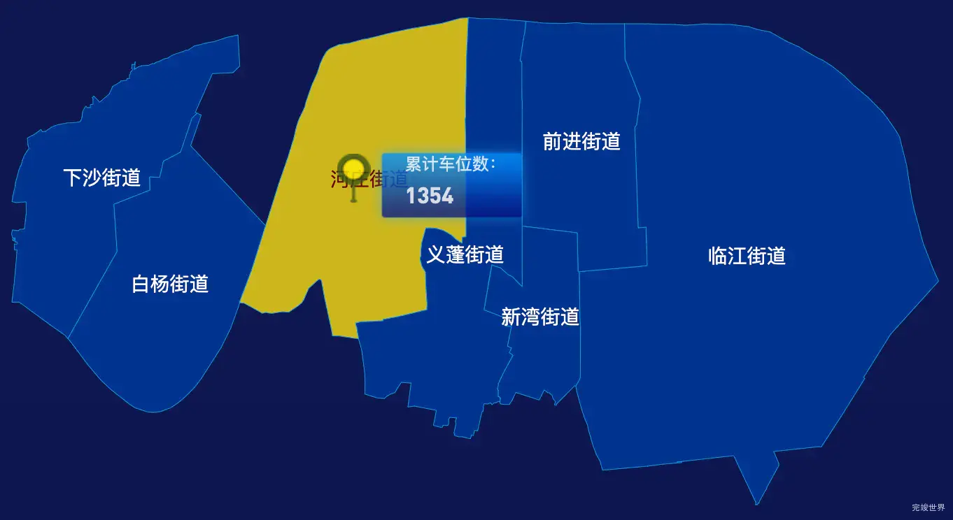 echarts杭州市钱塘区geoJson地图点击地图插小旗