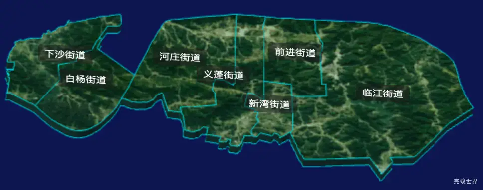 threejs杭州市钱塘区geoJson地图3d地图CSS3D标签