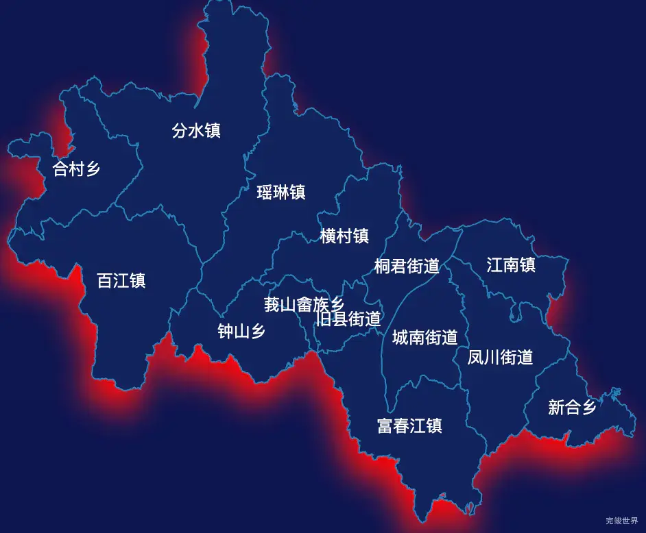 echarts杭州市桐庐县geoJson地图阴影