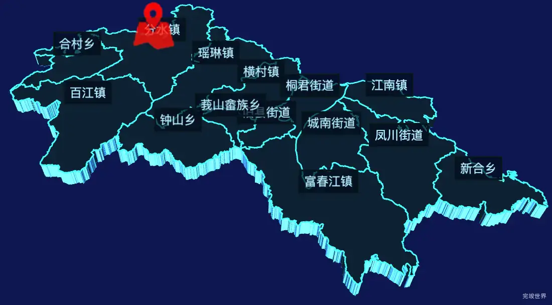 echarts杭州市桐庐县geoJson地图3d地图自定义图标