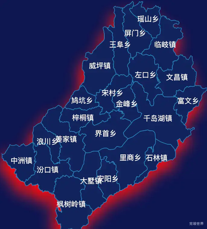 echarts杭州市淳安县geoJson地图阴影