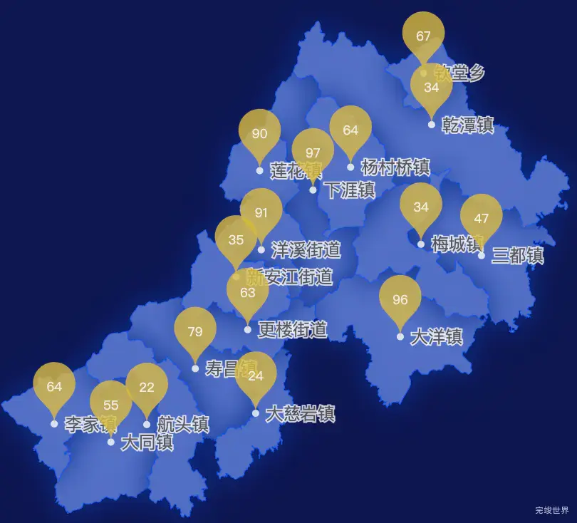 echarts杭州市建德市geoJson地图水滴状气泡图