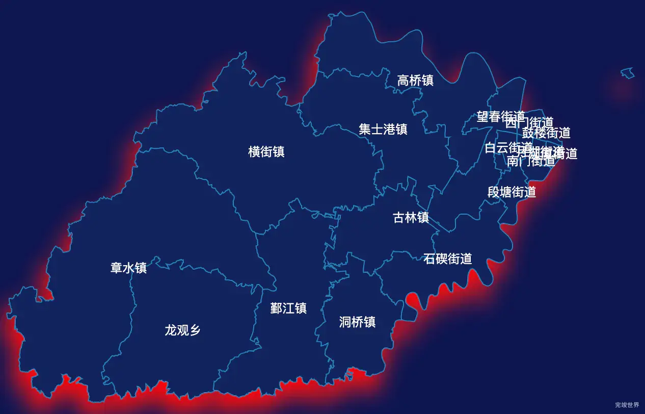 echarts宁波市海曙区geoJson地图阴影