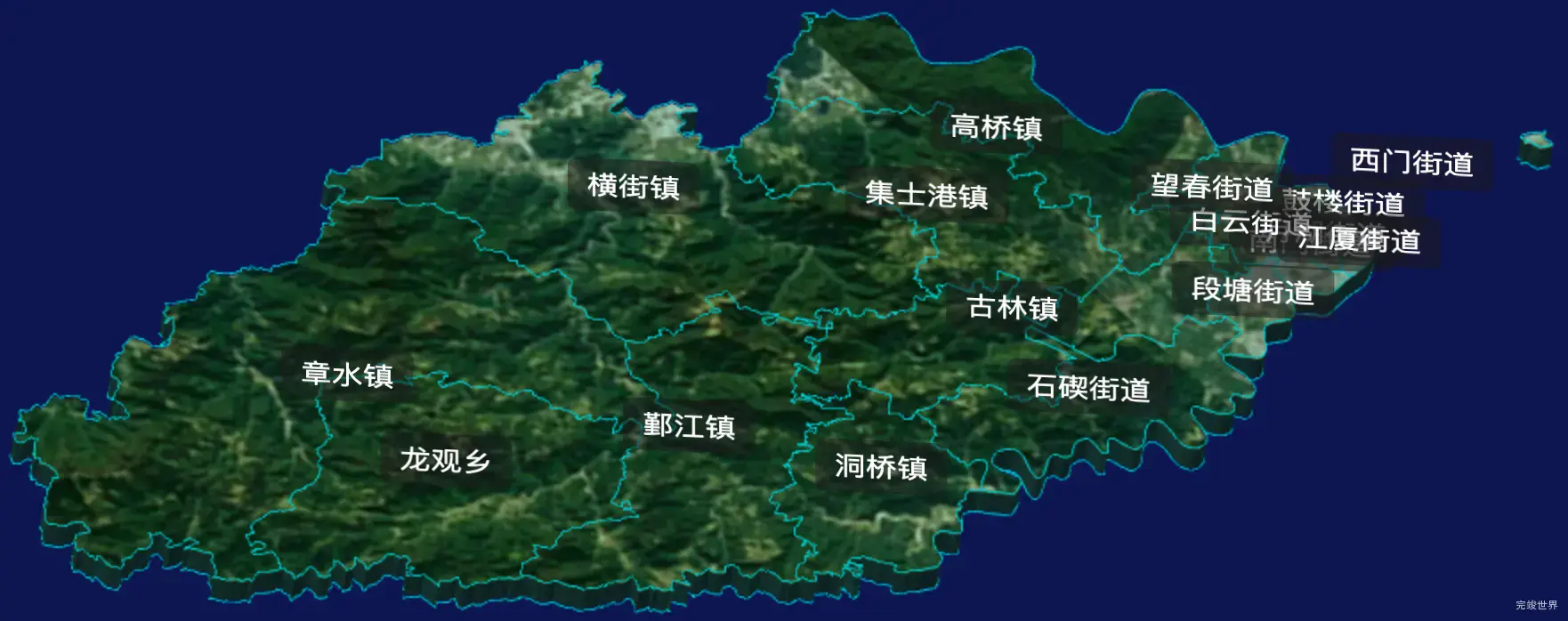 threejs宁波市海曙区geoJson地图3d地图自定义贴图加CSS3D标签