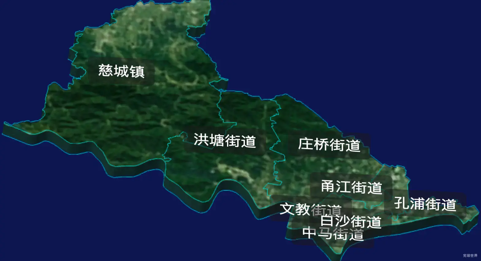 threejs宁波市江北区geoJson地图3d地图自定义贴图加CSS3D标签