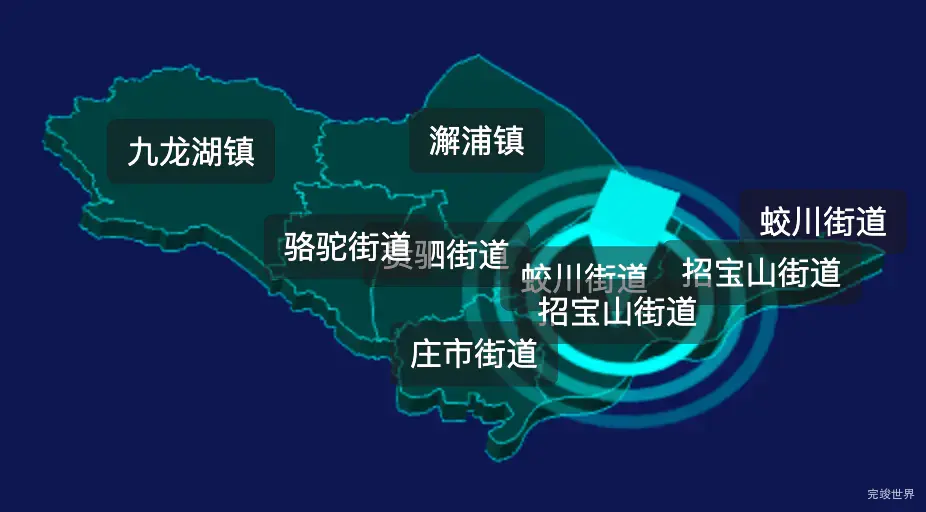 threejs宁波市镇海区geoJson地图3d地图添加旋转棱锥