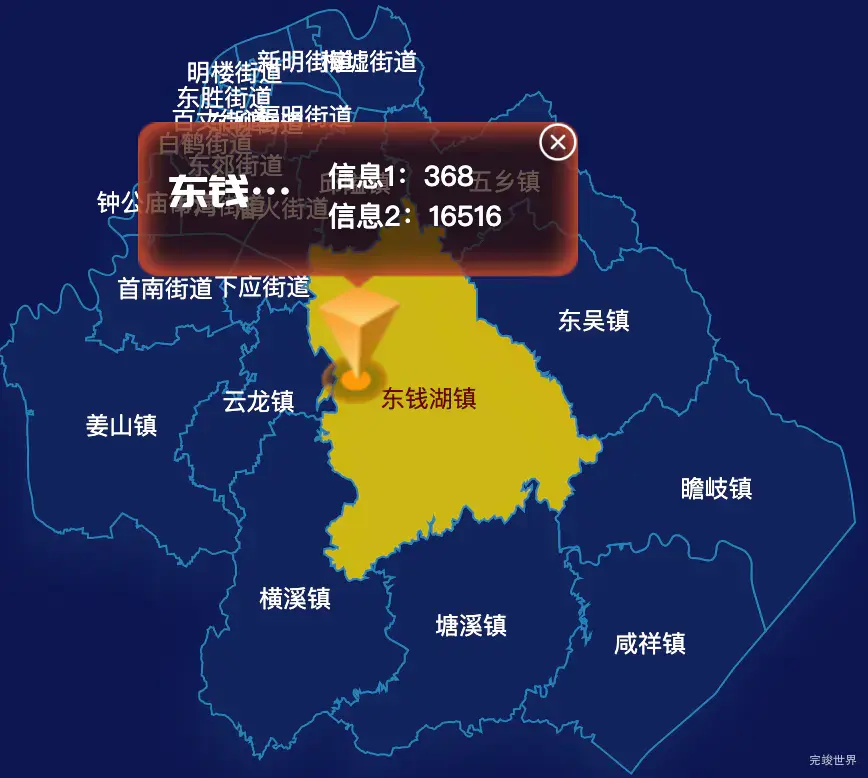 echarts宁波市鄞州区geoJson地图点击弹出自定义弹窗