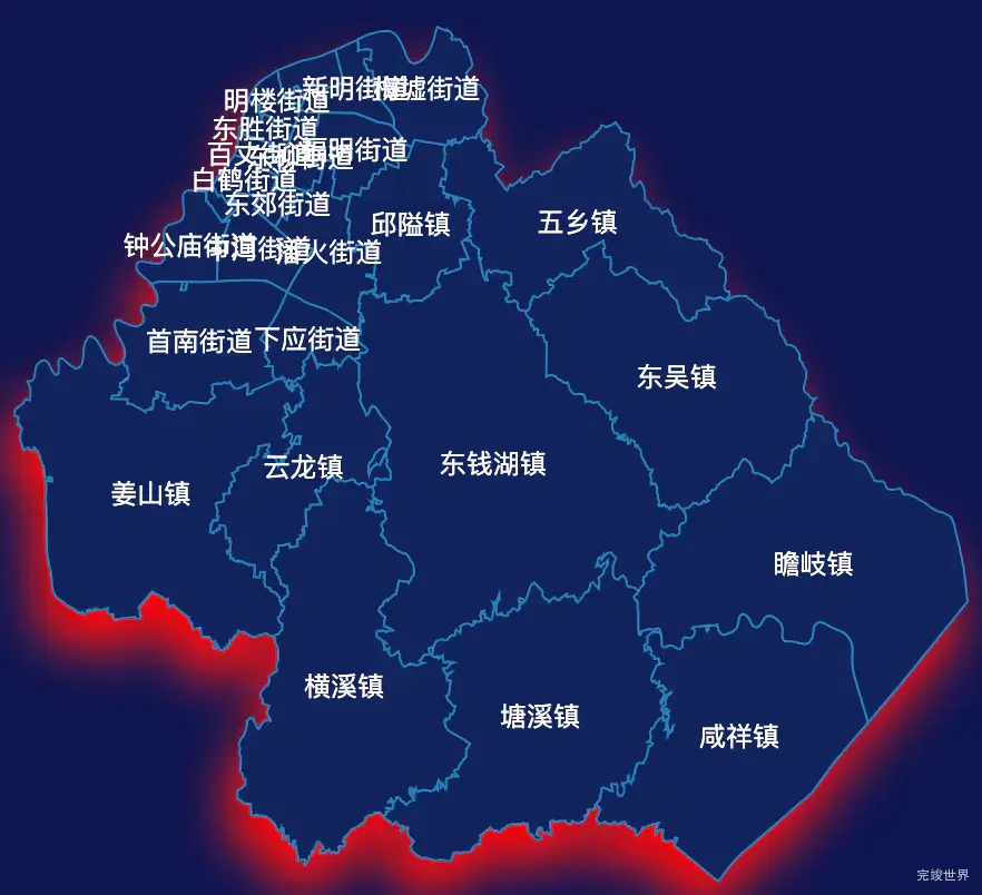 echarts宁波市鄞州区geoJson地图阴影