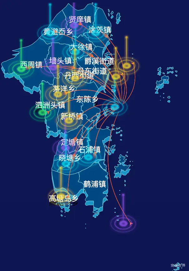 echarts宁波市象山县geoJson地图飞线图