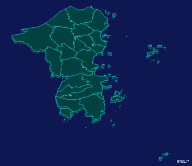 threejs宁波市象山县geoJson地图3d地图鼠标移入显示标签并高亮