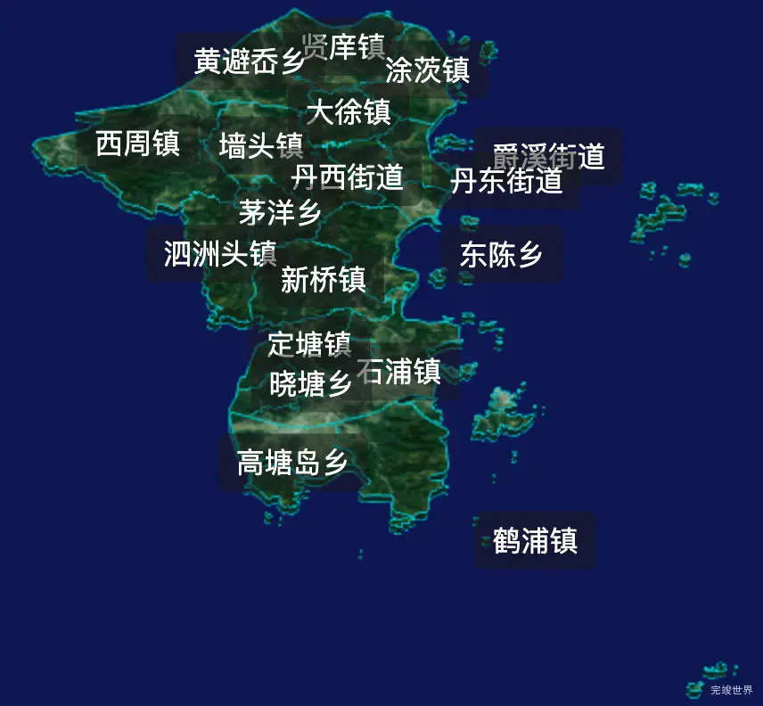 threejs宁波市象山县geoJson地图3d地图css2d标签