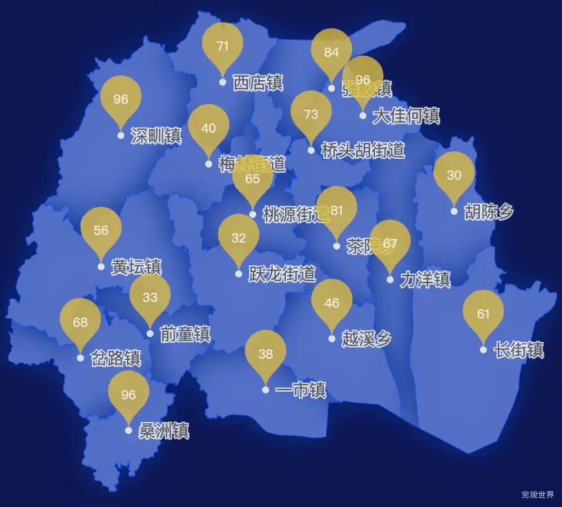 echarts宁波市宁海县geoJson地图水滴状气泡图