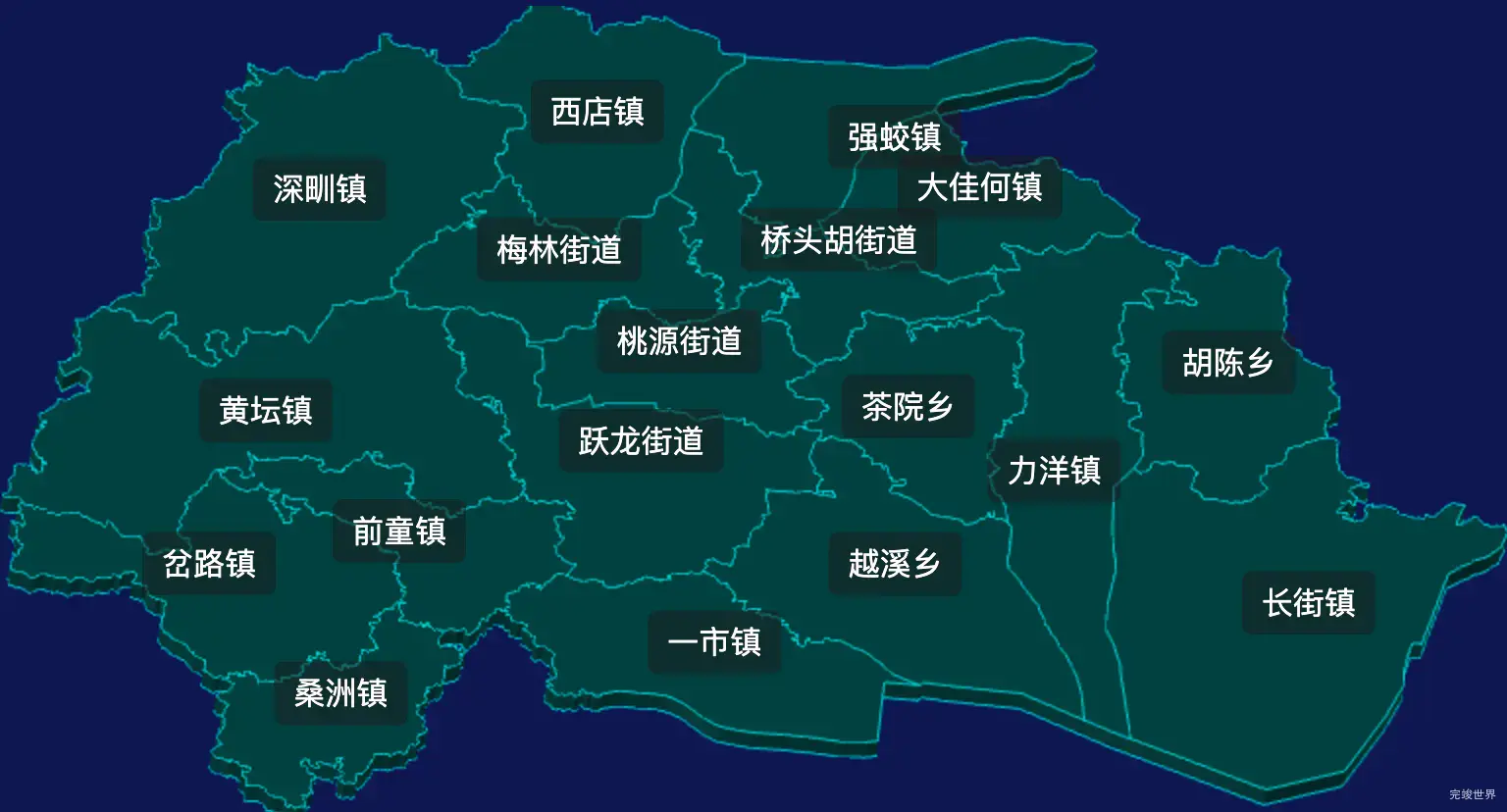 threejs宁波市宁海县geoJson地图3d地图css2d标签