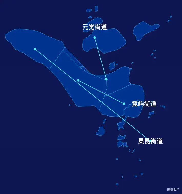 echarts温州市洞头区geoJson地图自定义引导线