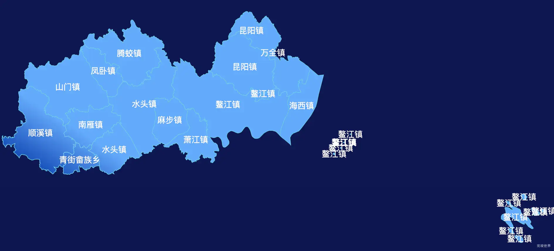 echarts温州市平阳县geoJson地图全局颜色渐变