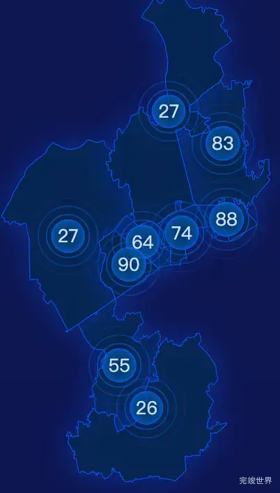 echarts嘉兴市秀洲区geoJson地图圆形波纹状气泡图