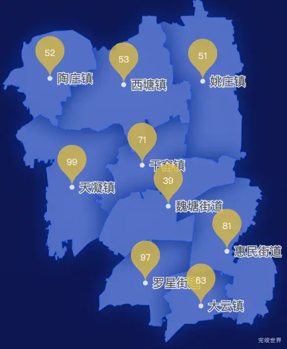 echarts嘉兴市嘉善县geoJson地图水滴状气泡图