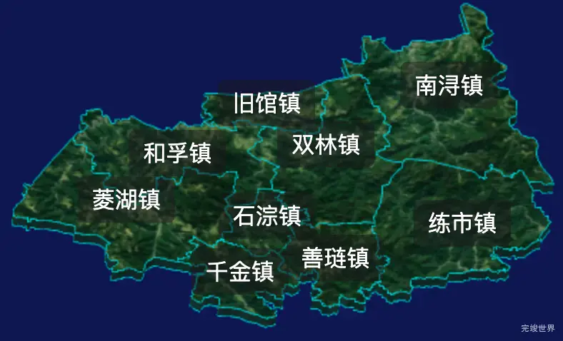 threejs湖州市南浔区geoJson地图3d地图css2d标签