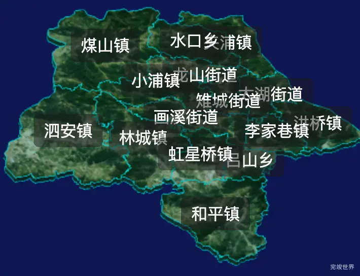 threejs湖州市长兴县geoJson地图3d地图css2d标签