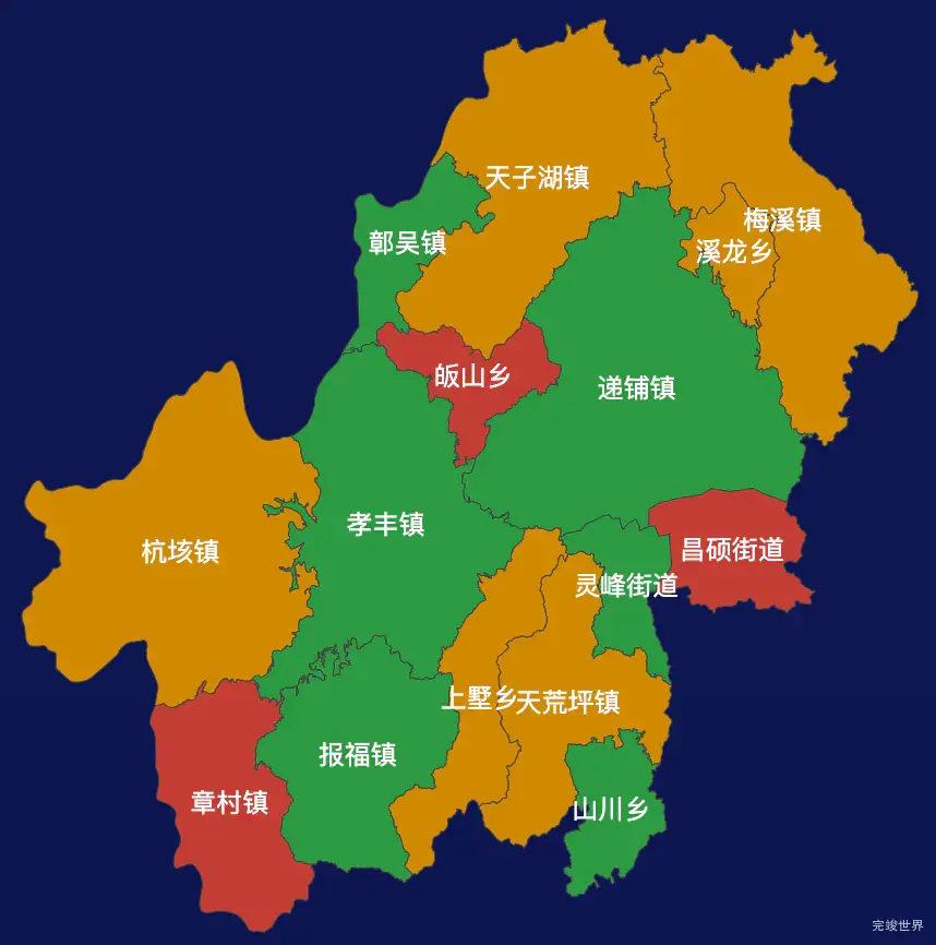 echarts湖州市安吉县geoJson地图定义颜色