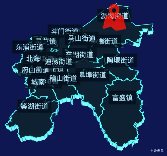 echarts绍兴市越城区geoJson地图3d地图自定义图标