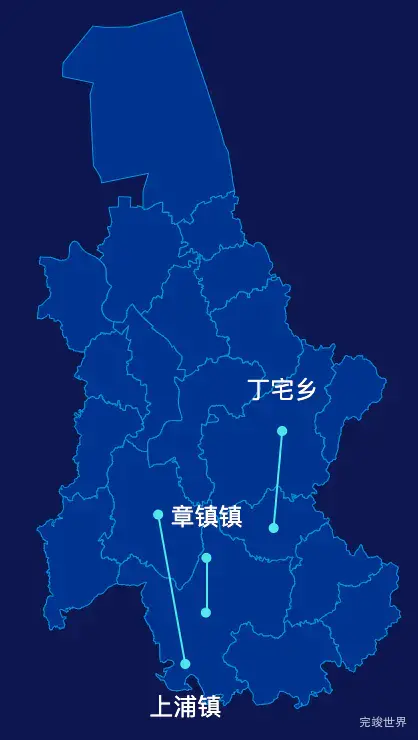 echarts绍兴市上虞区geoJson地图自定义引导线