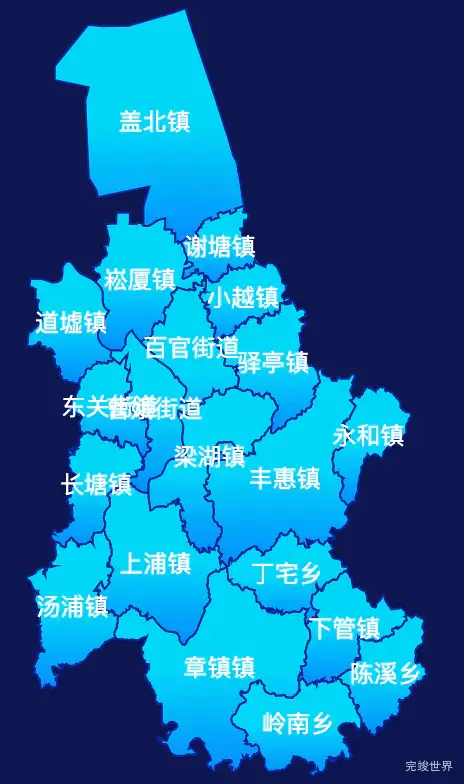 echarts绍兴市上虞区geoJson地图局部颜色渐变