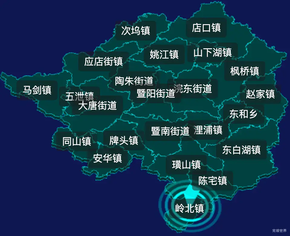 threejs绍兴市诸暨市geoJson地图3d地图CSS2D外加旋转棱锥