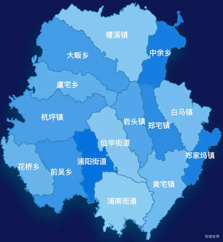 echarts金华市浦江县geoJson地图 tooltip轮播