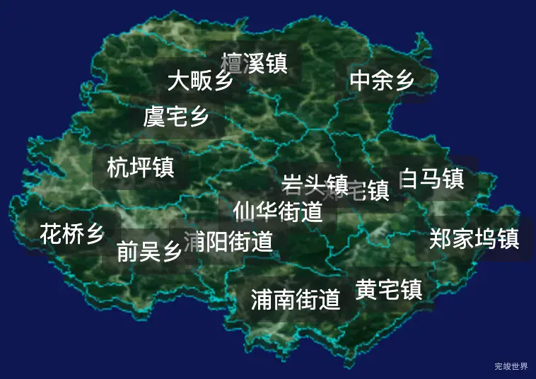 threejs金华市浦江县geoJson地图3d地图css2d标签