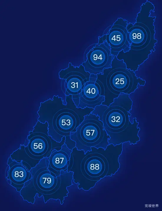 echarts金华市磐安县geoJson地图圆形波纹状气泡图