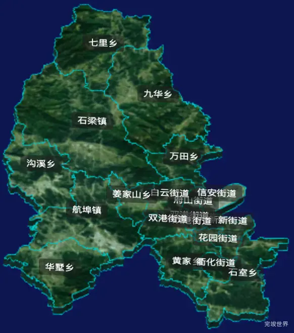 threejs衢州市柯城区geoJson地图3d地图自定义贴图加CSS3D标签