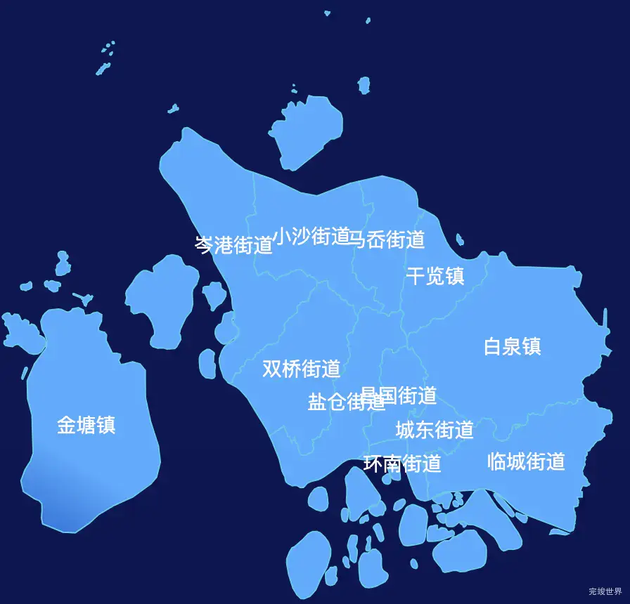 echarts舟山市定海区geoJson地图全局颜色渐变