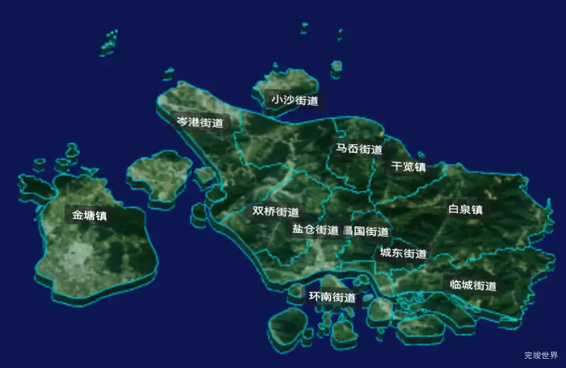 threejs舟山市定海区geoJson地图3d地图CSS3D标签