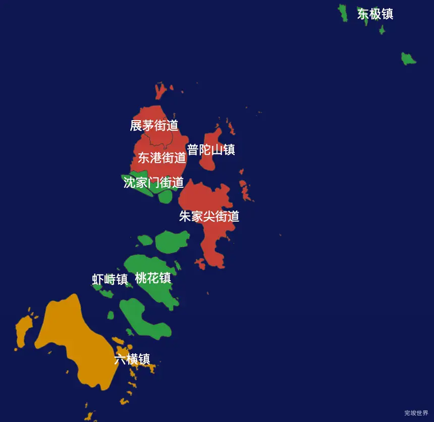 echarts舟山市普陀区geoJson地图tooltip自定义html