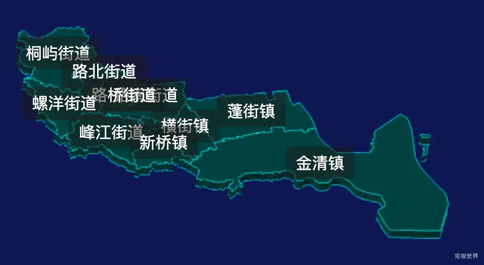 threejs台州市路桥区geoJson地图3d地图自定义贴图加CSS2D标签