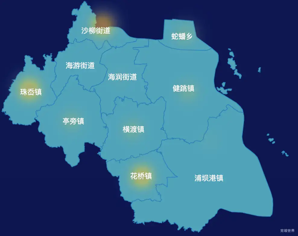 echarts台州市三门县geoJson地图热力图