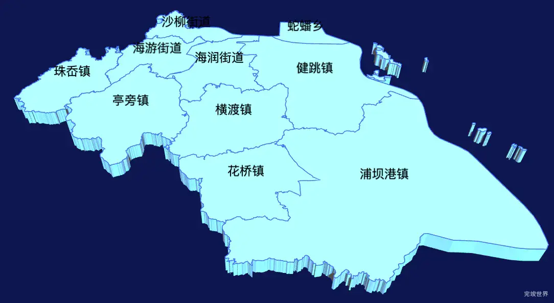 threejs台州市三门县geoJson地图3d地图