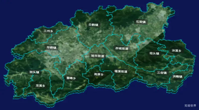 threejs台州市天台县geoJson地图3d地图自定义贴图加CSS3D标签