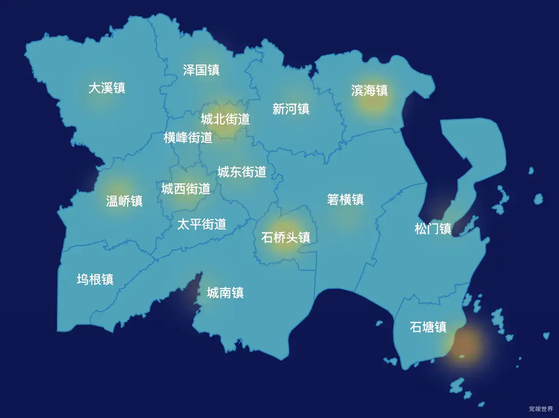 echarts台州市温岭市geoJson地图热力图