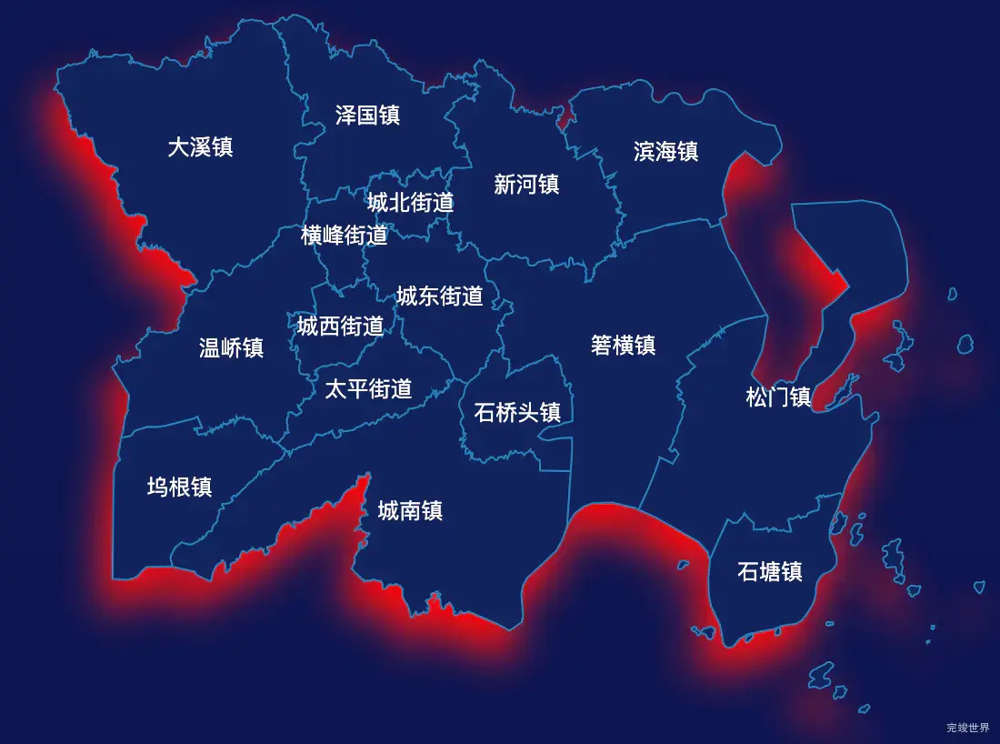 echarts台州市温岭市geoJson地图阴影