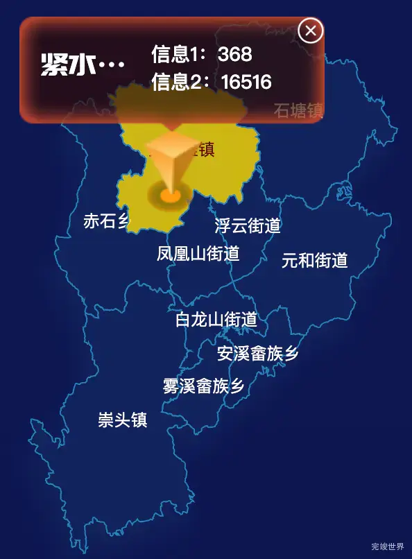 echarts丽水市云和县geoJson地图点击弹出自定义弹窗