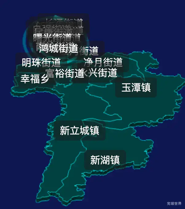 threejs长春市南关区geoJson地图3d地图添加旋转棱锥